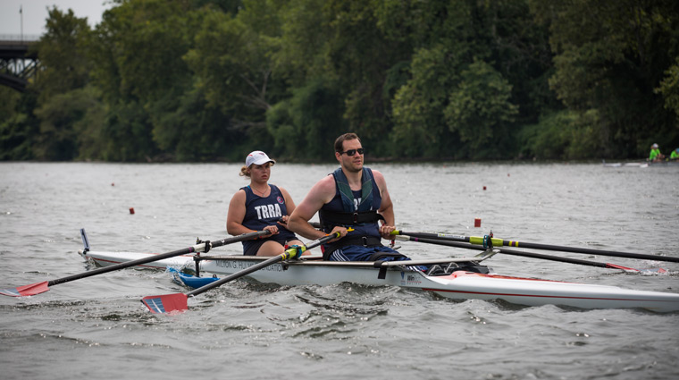 a male and female rower duo